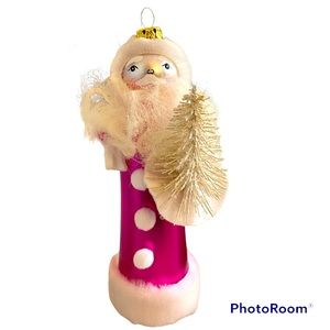 Department 56 Beaux Arts Santa Claus with Tree Glass Ornament Vintage Collectors